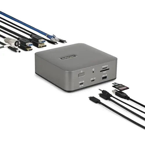 StarTech Docking Station Universal Thunderbolt 5-8K 60Hz Doble - 4K Triple para Windows - hasta 6k 60Hz Doble para Mac - Docking Station TB5 y USB4 120Gbps - PD 140W - 30W de Móvil - USB 10Gbps
