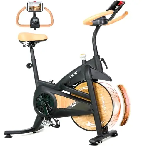 ISE Bicicleta Estática con Resistencia Magnética 8kg Volante,Bici Estatica con Pantalla LCD,Gran Soporte Para Tableta,Bicicletas Estaticas en Casa con Asiento Cómodo,Silencioso, Estabilidad,Max.130kg