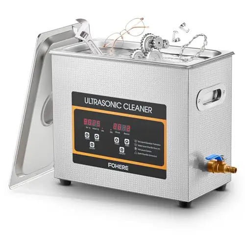 Limpiador de Ultrasonidos con Calentador y Temporizador, Acero Inoxidable, Máquina de Ultrasonidos Limpieza Profesional para Relojes, Placas PCB, Cadenas de Moto, Gafas y Piezas de Auto (6.5L)