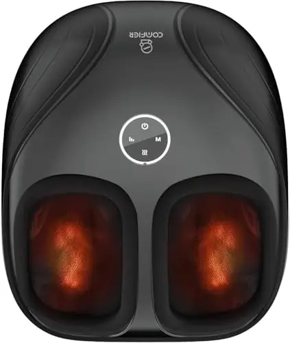 COMFIER masajeador de pies, Shiatsu Masajeador de pies con calor, amasamiento compresión de rodadura para la calentador de pies, regalos para mujer hombre