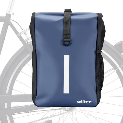 WilTec Bolsa para Bicicleta 16 L Azul Impermeable Material PVC y poliéster con Correa Ajustable Uso como Bandolera Ideal para portabultos Traseros Ciclismo Compras excursiones y Transporte Diario