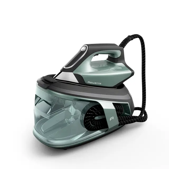 Rowenta Force Pro 500, Centro de planchado, 7,5 Bares, Golpe de vapor de 550 g/minuto, Tecnología Quicksteam, Ahorra energía, 2 modos ECO y MAX, Eucalipto y negro, VR9042F0