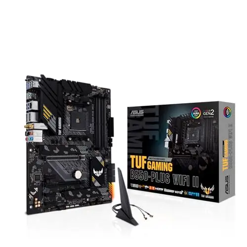 ASUS TUF Gaming B550-PLUS WiFi II - Placa Base ATX AMD B550 (Ryzen AM4) (PCIe 4.0, Dos M.2, VRM de 10 Fases, Wi-Fi 6, 2.5 GB Ethernet, SATA 6 Gbps, Thunderbolt 3 y Aura Sync RGB)