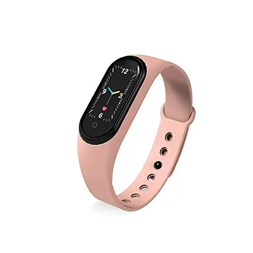 M5 - Pulsera inteligente con seguimiento de presión arterial, pulsera inteligente para fitness, IP67, resistente al agua, con carga magnética (rosa)