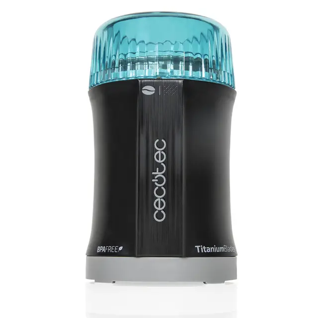 Cecotec Molinillo de Café y Especias TitanMill 200, Compacto, 200 W, Cuchillas recubiertas de Titanio, Capacidad de 50 gr, 10 Tazas de Café, Recipiente de acero cepillado, Sin tóxicos