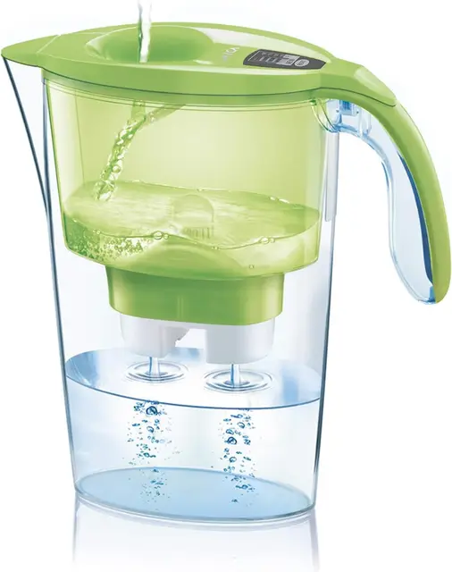 Jarra filtrante de agua LAICA Stream line (Edición en color) y 1 cartucho de filtro de agua Bi-Flux para 30 días - Tapa de llenado rápido, 2,3 L de capacidad total, 1,2 L de agua filtrada VERDE