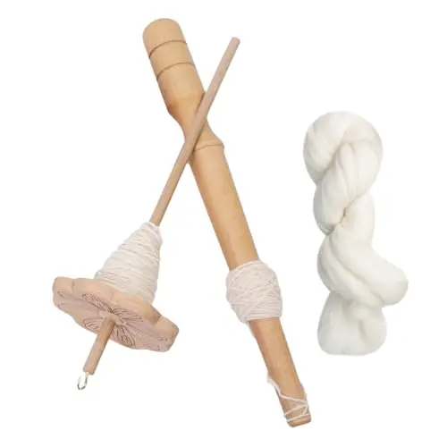 Genérico Rueda De Hilar Manual,Huso Manual Con Volante Para Principiantes - Materiales De Costura En Madera Y Herramientas Para Tejer, Crochet Y Proyectos De Manualidades