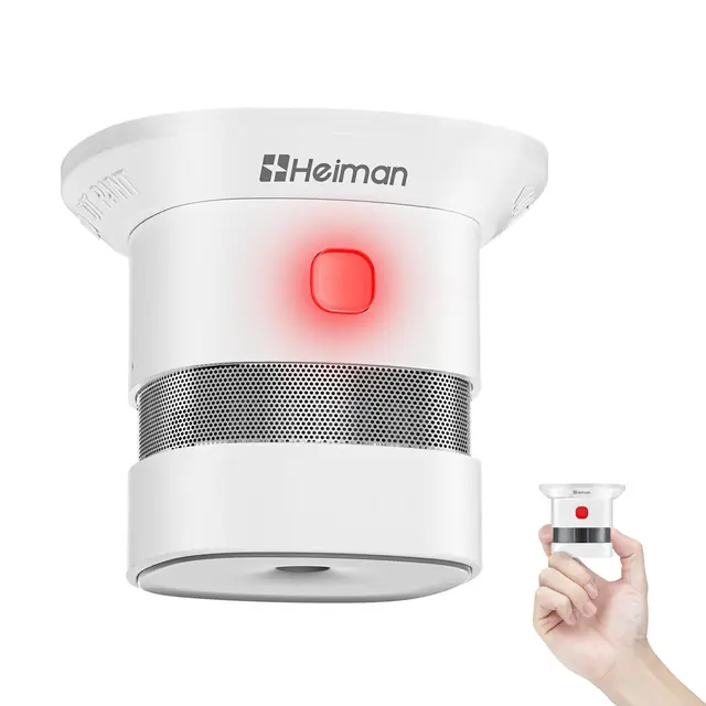 Heiman Detector de Humo Mini Fotoelectrico, Batería Reemplazable de 10 Años, Certificaciones CE/DBI/UKCA, Premio Reddot, Alarma de Incendios Independiente para Hogar - Compacto y Fiable (1 Unidad)