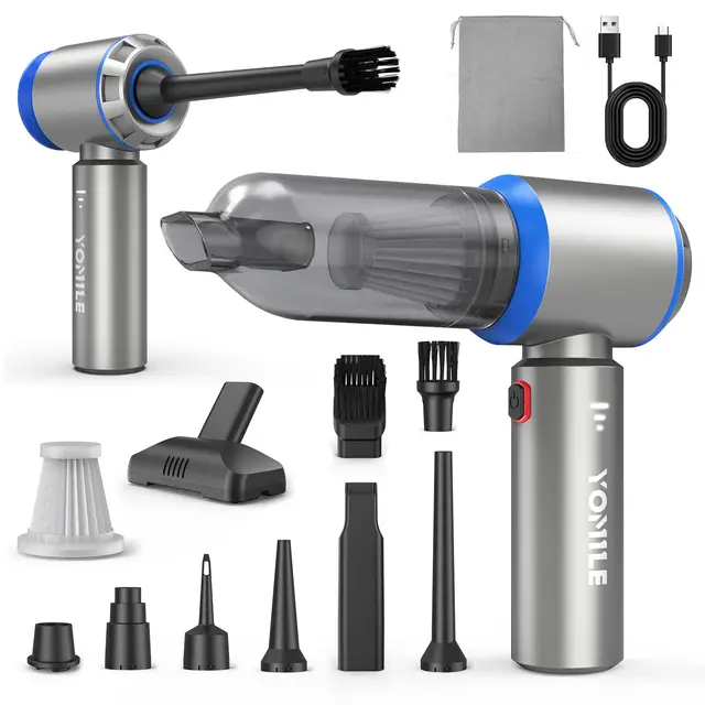 Yomile Aspirador de Mano, 25000Pa/120W Mini Aspirador Recargable, Aspiradoras de Mano con Motor sin Escobillas de 210.000 RPM, Aspirador sin Cable para Coche, para Uso en la Oficina, el hogar