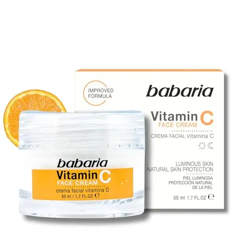 Babaria - Crema Facial Con Vitamina C 50ml, Efecto Iluminador y Antioxidante Con Vitamina E Par Mujer Y Hombre | Skin Care para aumentar el brillo natural de la piel