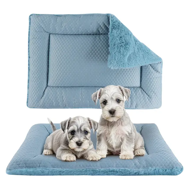 BVAGSS Almohadilla para Perros y Gatos, Colchón Perro Lavable, Fresco y Caliente, Reversible Colchón para Mascotas Elegante XH080 (60x45cm,Azul)