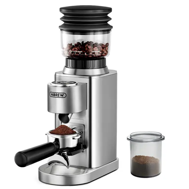 Molinillo de café eléctrico HIBREW G7-48 ajustes precisos para espresso/filtro/café, control de porciones y antiestático, molinillo cónico para café recién molido