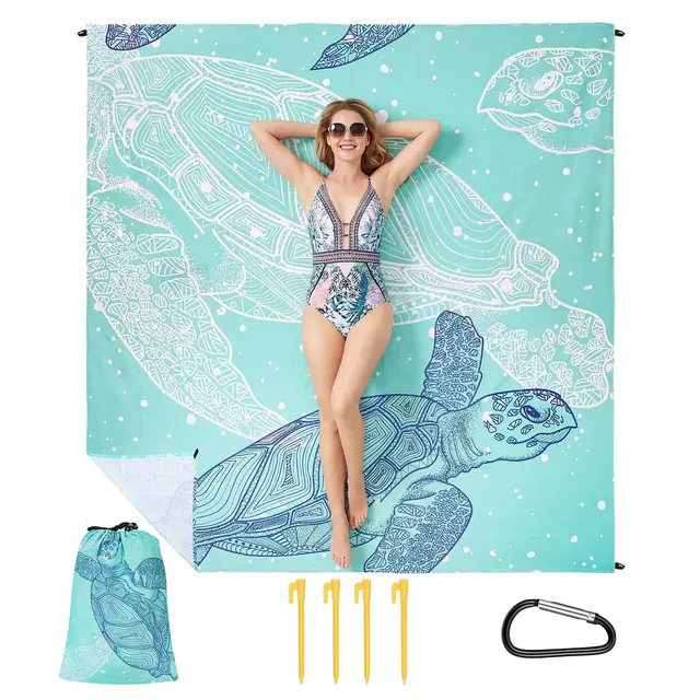 Zocipro Manta de Picnic Impermeable 210 x 200 cm – Esterilla de Playa Plegable, Resistente a Arena y Agua, con 4 Clavijas y Bolsa de Transporte, para Camping, Senderismo y Picnic