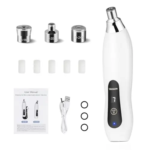 Máquina de microdermoabrasión de diamante, 7 modos de succión, máquina profesional de microdermoabrasión, 60 KPg, dispositivo portátil de microdermoabrasión para uso personal en casa y viajes