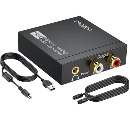 PROZOR DAC Convertidor Audio ABS 192kHz Conversor Digital a Analógico Adaptador de Audio Digital Coaxial Toslink a Analógico Estéreo L/R RCA de 3,5 mm para HDTV Blu-Ray DVD Amplificador AV