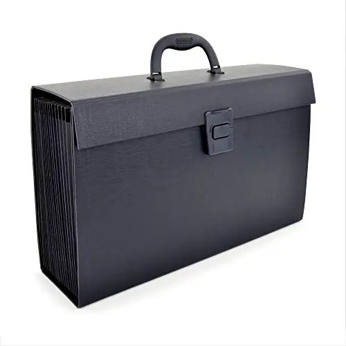 Rapesco 1555 Maletín Organizador Expandible tipo Acordeón, 19 Compartimientos, A4+, Negro