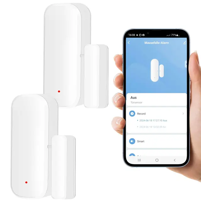 Juego de 2 Sensor de Puerta WiFi: WiFi Sensor de Ventana de Puerta con Sensor Magnético Inalámbrico, Sensor de Contacto de Ventana Inteligente, Enviar Alerta al Teléfono para casa