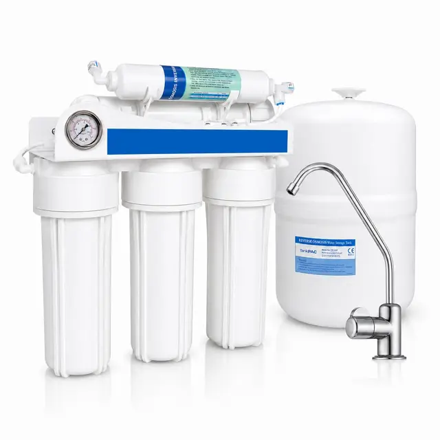 Bbagua EUR-50 – Equipo de Ósmosis Inversa 5 Etapas para Casa | Reduce Cal, Cloro y Sales | Agua Purificada de Baja Mineralización | Sistema Bajo Fregadero con Filtros y Membrana