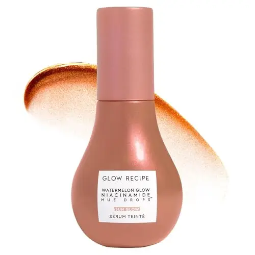 Glow Recipe Watermelon Glow Niacinamide Hue Drops Sun Glow Suero – Fórmula iluminadora para piel radiante, ligero y no grasoso, 1.3 onzas / 40 ml