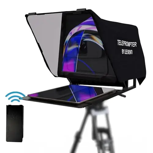 Teleprompter Compatible con iPad, Tableta, Smartphone y Cámara DSLR, Controlado Mediante Mando a Distancia o Aplicación, Android e iOS, Ideal para Grabaciones de Vídeo (4.0)