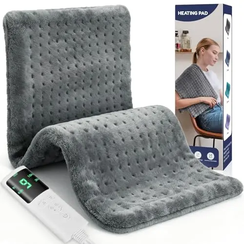 Manta Electrica, Manta Electrica Lumbar con 9 Temperaturas y 4 Temporizadores, Lavable a Máquina, Portátil Esterilla Electrica de Franela Suave para Espalda, Cuello, Hombro, Abdomen, Regalos, 43X84cm
