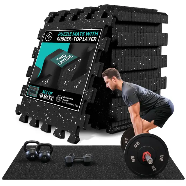bemaxx Esterilla Fitness Suelo Gimnasio Caucho – Set de 18 Alfombras Puzzle Protector Suelo de Goma, Colchoneta Gimnasia Ejercicio en Casa, Espuma Tatami Deporte Alfombrillas Pesas Gym Garaje Piscina
