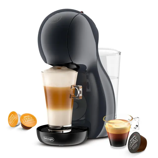 De'Longhi Nescafé Dolce Gusto Piccolo XS EDG210.A, Cafetera de Cápsulas con Diseño Compacto, Apagado Automático, Bebidas Frías y Calientes, 15 Bares de Presión, Grafito Negro