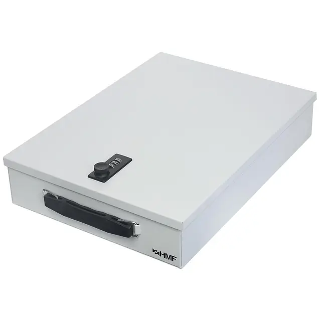 HMF 1413-07 Caja para documentos con cerradura de combinación, DIN A4, gris claro