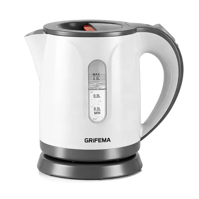 GRIFEMA GC1001 Hervidor de Agua Eléctrico 0,8 litros, 1100 W de Potencia, Base 360º, Filtro Antical Desmontable, Sistema de Seguridad, Plástico