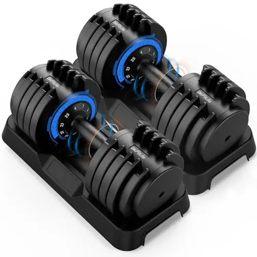 DH FitLife Mancuernas Ajustables 12kg/25kg – Pesas Regulables de 2,5–12kg / 4–25kg con 10 Niveles, Juego de Mancuernas con Discos de Peso, Pesas Variables 10 en 1