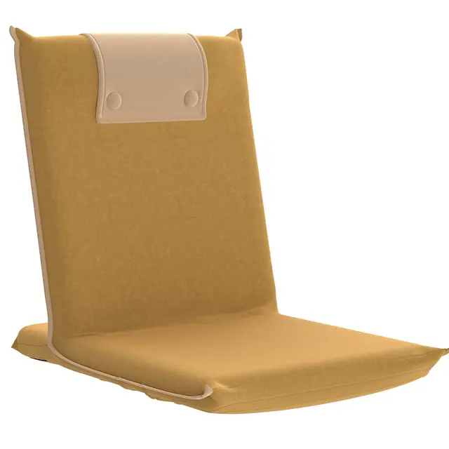 bonVIVO Silla Plegable de Suelo con Respaldo reclinable para meditación, Lectura, Gaming y Relax, cojín Suelo Acolchado portátil para hogar y Oficina, Azul y Beis