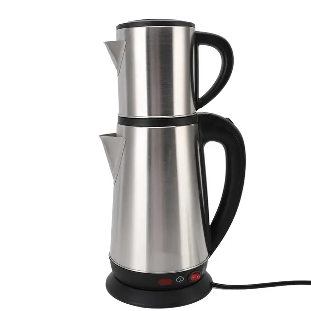 TOPINCN Fabricante de té Turco Eléctrico, Creador de Teteras Turcos Eléctricos 1L y 2L Acero Inoxidable, Fabricante de té de té Negro y té de Hierbas de té Doble e Infusor, Fabricante