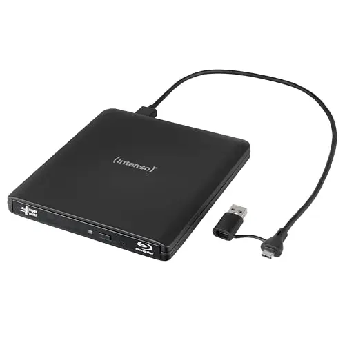Intenso Grabadora externa de Blu-ray EOD 500BD Slim USB 3.2 para ordenador portátil, ordenador de sobremesa, iMac, MacBook, Windows, MacOS, incluye software de grabación Ashampoo Burning Studio, color