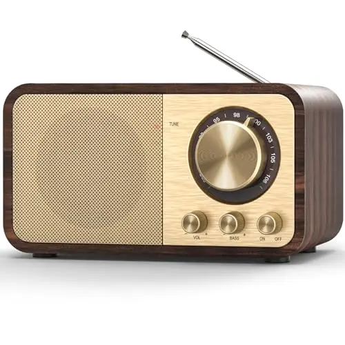 Radios Nostálgicas, FM Radios con Bluetooth, Radio Vintage para Cocina y Dormitorio, Radio con Soporte para Insertar Tarjetas TF, Tomas AUX y USB