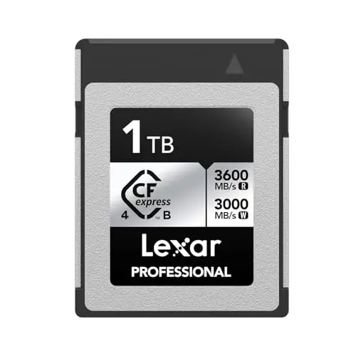 Lexar Professional CFexpress 4.0 Type B Silver Series 1TB, Tarjeta Tybe B hasta 3600MB/s lectura/2600MB/s Escritura, Tarjeta de Memoria CF para vídeo 8K Raw/DSLR, retrocompatible con cámara XQD