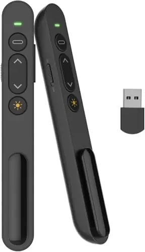 Puntero Presentaciones, Presentador de Diapositivas Remoto Mando para PowerPoint/Keynote/Hyperliens/Google Slides/PDF/MS Word para conferencias, reuniones, informes, PowerPoint, etc. Plug & Play