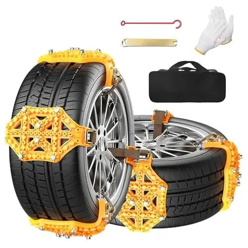 8 Pcs Cadenas Nieve, neumáticos invierno cadenas de seguridad, Juego Universal para Neumáticos Coche anti nieve, fácil instalación, vehículos de Emergencia (Ancho Neumático 165-265mm)