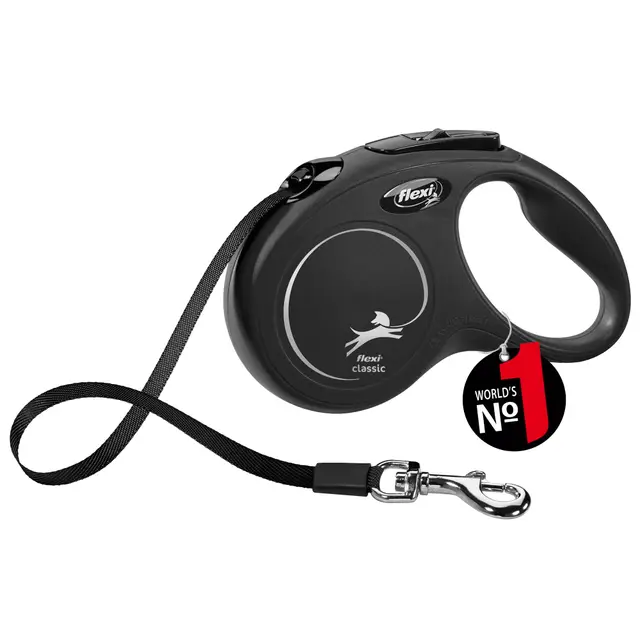 flexi® Classic S Cinta 5 m negro, correa extensible para perros hasta máx. 15 kg