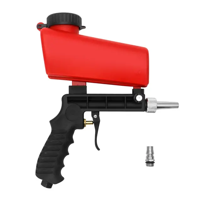 QWORK Pistola de chorro de arena, pistola neumática, para mantenimiento automotriz para óxido, pintura, roja