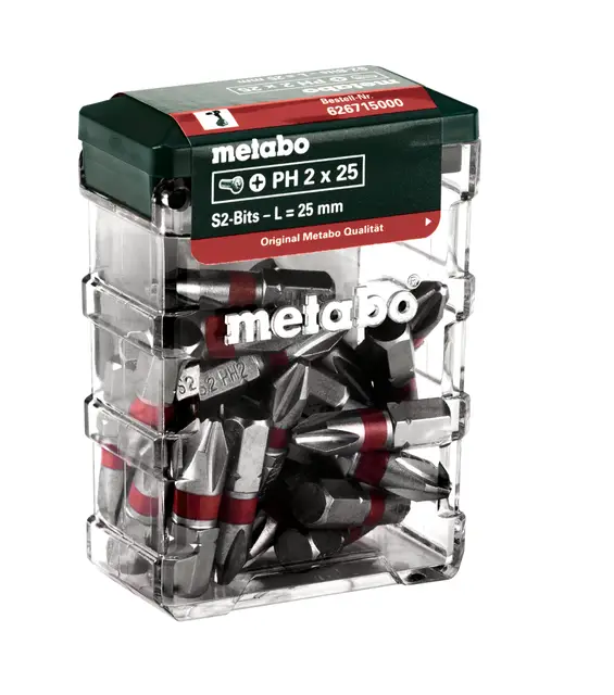 Metabo 626715000 626715000 Estuche puntas de atornillar Phillips PH2x25 SP 25 piezas Negro