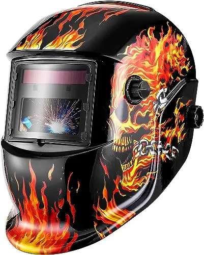 DEKO Careta Soldar de Color Verdadero, Grande Pantalla Grande Casco de Soldador Oscurecimiento Automático Energía Solar, Trabajar Largas Horas, Batería Intercambiable
