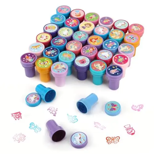 Auauraintt 36 Piezas Sellos para Niños,Juego de Sellos Multicolor,Sellos Autoentintables para Niños,premios Escolares,Cumpleaños para Regalos de Fiestas Infantiles,Llenadores de Bolsas de Regalo