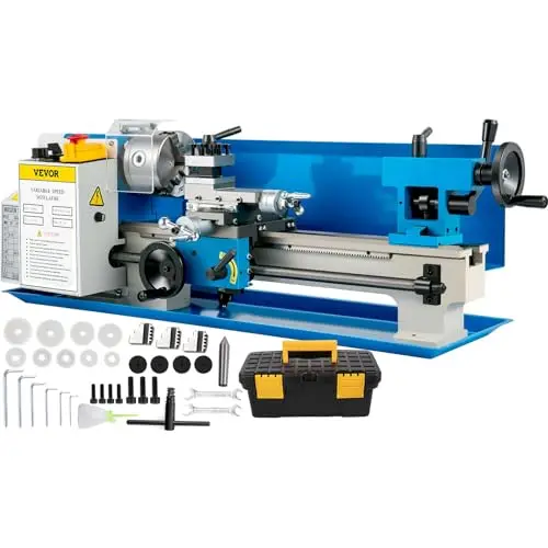 550W Mini Torno de Metal de Precisión 180x350mm Torre de Metales Mesa 50-2250 RPM Velocidad Variable Continua Motor de Escobillas de Engranaje Metal Caja de Herramientas