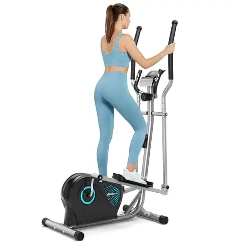 YOLEO Bicicleta Elíptica para Casa Silenciosa, 16 Niveles de Resistencia Ajustables, Volante de Inercia de 6 kg, Sensor de Pulso y Pantalla LCD, Máquina de Fitness Cardio Completa