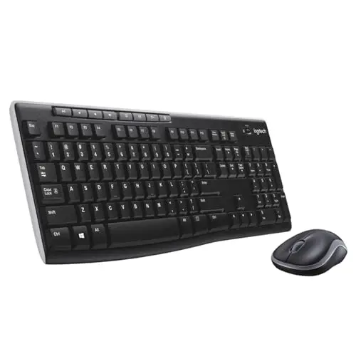 Logitech MK270 Combo Teclado y Ratón Inalámbrico para Windows, 2,4GHz Inalámbrico, Ratón Compacto, 8 Teclas Multimedia y de Acceso Directo, 2 años de batería, PC, PC Portátil, QWERTY Español - Negro