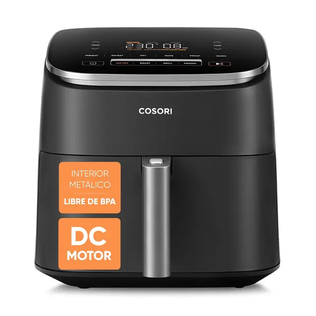 Cosori Air Fryer Turbo Blaze 6L, Freidora de Aire sin Aceite 9 en 1, 46% Más Rápida, Temporizador 1min–24H, 30°C–230°C, Airfryer con Motor DC Silencioso, Recetario Incluido, Apto para Lavavajillas