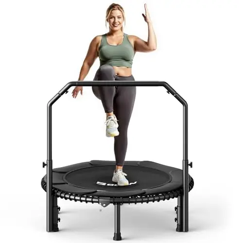 Cama elástica BCAN de 102/122 cm para Adultos, Capacidad de Carga de 204/250 kg, con Cuerdas elásticas, Manillar Ajustable, Estable, silenciosa, para Uso Interior/Exterior.