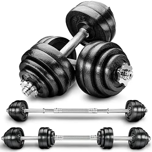 RE:SPORT Mancuernas Ajustables 15-30kg - Pesas y Mancuernas de Hierro Fundido con Barra y Discos para Culturismo, Aptitud, Halterofilia, Ejercicios de Gimnasio Doméstico