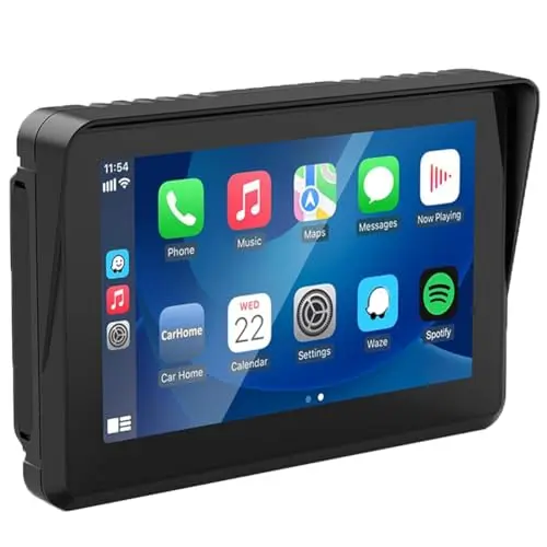 GPS para moto con pantalla táctil CarPlay, CarPlay inalámbrico y estéreo portátil de Android Auto, 5" impermeable, Bluetooth dual