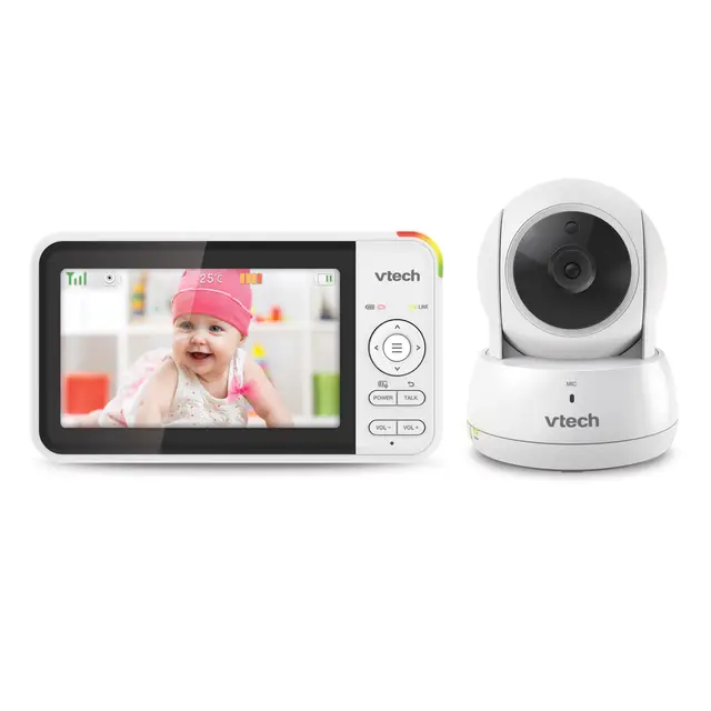 VTech VM924 Camara Vigilancia Bebe, 2600mAh Vigilabebes con Camara Vigilabebés Monitor Inalámbrico de Vídeo con LCD 5" Inteligente VOX Visión Nocturna